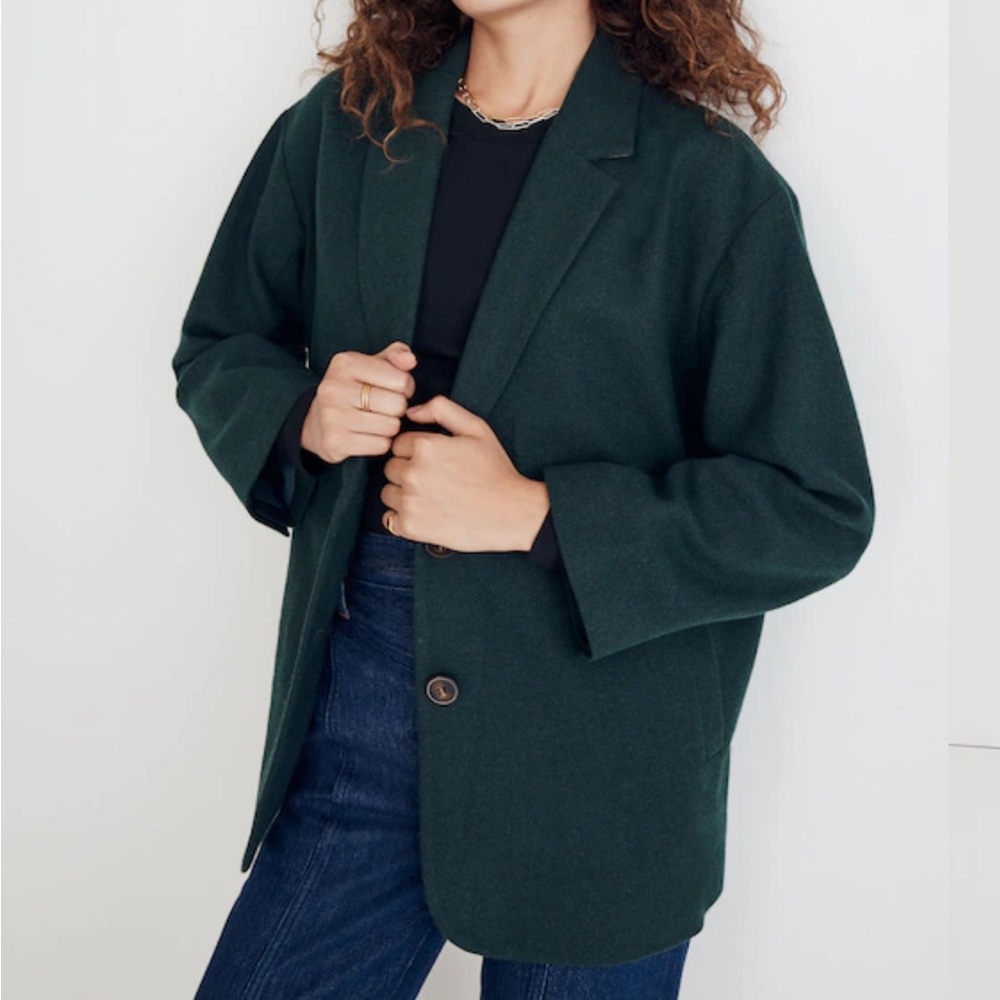 The Brushed Oversized Dorset Blazer in Heather Dark Palm Melange - Picture 3 of 15